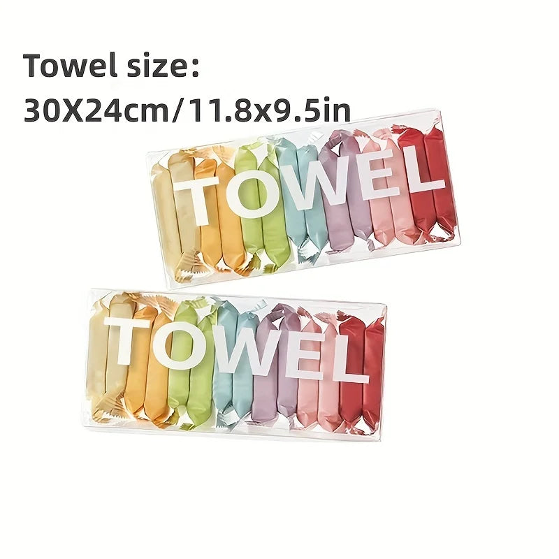 14pcs Disposable Washcloths - Portable Travel Towels, Thickened Compressed Face Cleansing Beauty Square Towels