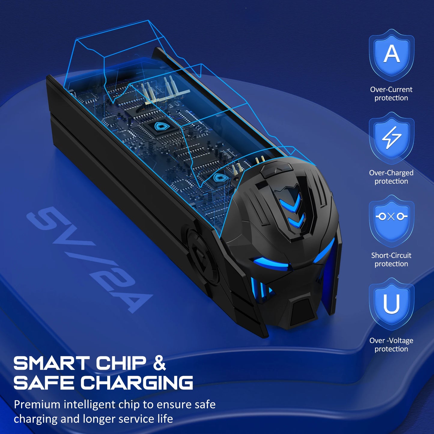 BEBONCOOL FC502 RGB Controller Charging Station - Dual Fast Charger with LED Stand for PlayStation 5 DualSense Gamepad