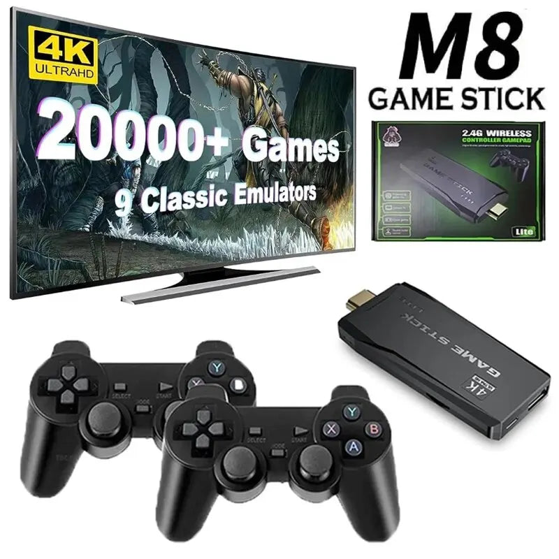 Video Game Console with 20,000 Built-In Games – Wireless Controller, 4K HD TV Game Stick, Retro Mini Handheld Game Player