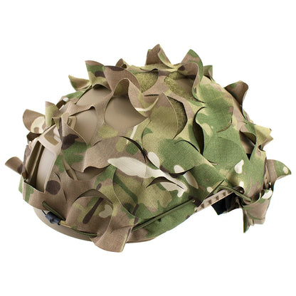 3D Camo Net Airsoft Helmet Cover - Laser Cut Nylon with Drawstring, CS Wargame Paintball Paratrooper Hunting Accessories