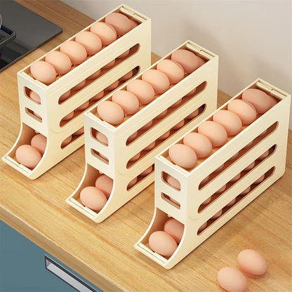 Automatic Scrolling Egg Rack Holder - Storage Box Egg Basket, Food Containers Egg Case Holder, Refrigerator Storage Organizer