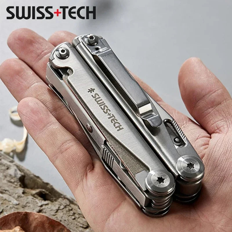 SWISS TECH 18-in-1 Multitool Pliers – Folding Multi-Functional Tool, Pocket Knife, Portable EDC Outdoor Equipment