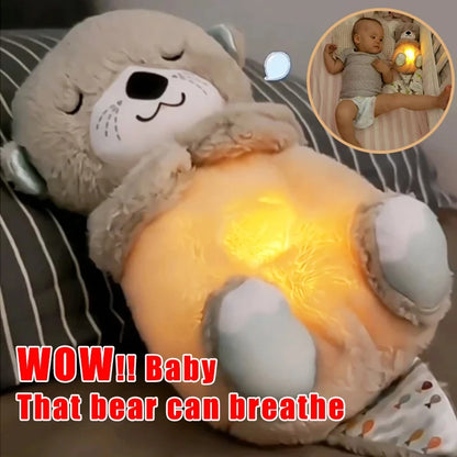 Breathing Bear Baby Soothing Otter Plush Doll Toy – Music and Light Companion for Baby Sleep, Perfect Gift for Kids