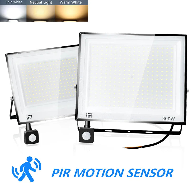 LED Flood Light with Sensor – 50W, 100W, 150W, IP66 Waterproof Spotlight – AC110V/AC220V Wall Reflector LED Projector