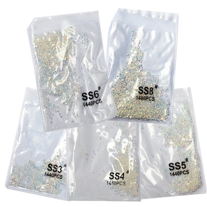 SS3-SS8 1440pcs Clear Crystal AB Gold 3D Non HotFix Flatback Nail Art Rhinestones: Decorations for Shoes, Dancing, and More