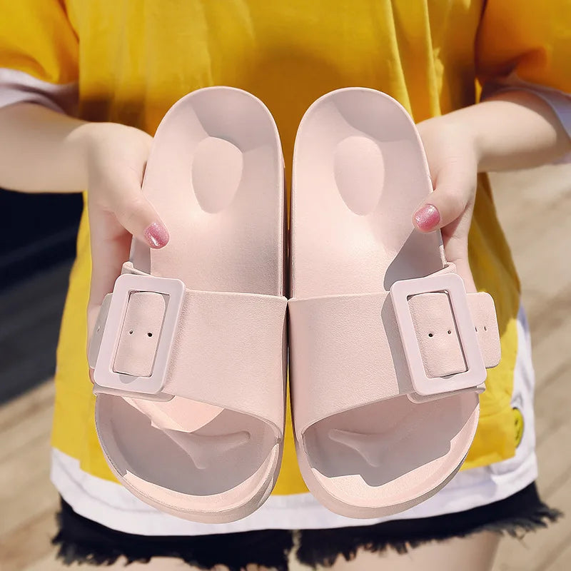 New Women's Slippers - Soft Sole Square Button Adjustable Comfortable Cool Slippers