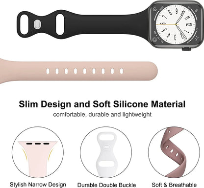 Thin Silicone Strap for Apple Watch – 38mm, 40mm, 41mm, 42mm, 44mm, 45mm, Solid Color Bracelet for iWatch Series 1 2 3 4 5 6 7, SE