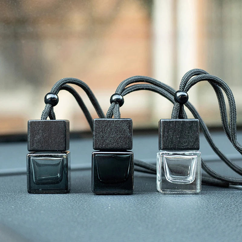 Dyed Square Black Cap Empty Bottle - Car Essential Oil Diffuser, Fragrance Air Freshener, Scent Perfume Bottle Ornament