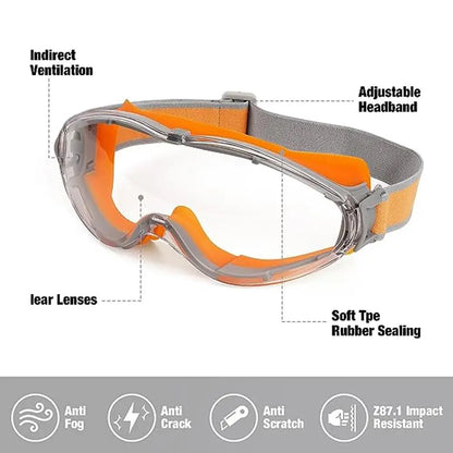 New Safety Goggles - Anti-Fog Clear Lens, Dust Proof Work Lab Eyewear, Industrial Grade Eye Protection