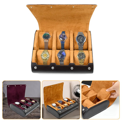 Watch Travel Case Organizer - 6 Slots Watch Box for Men and Women - Watch Roll Display and Storage Solution