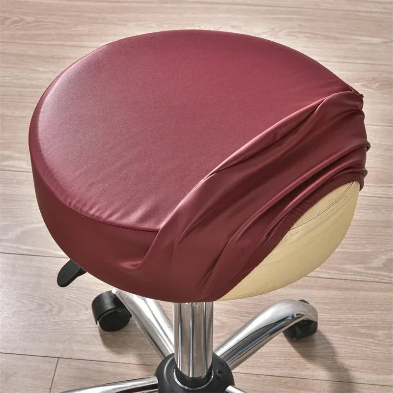 PU Leather Round Stool Cover - Waterproof, Elastic Lifting, 360 Degree All-Inclusive Bar Chair Seat Cushion Cover