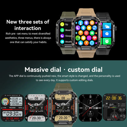 Military Smart Watch – GPS Tracker, Bluetooth Call, Fitness Tracking, Waterproof Sport Smartwatch for Men and Women, Compatible with Xiaomi, Huawei, Android, iOS 2023