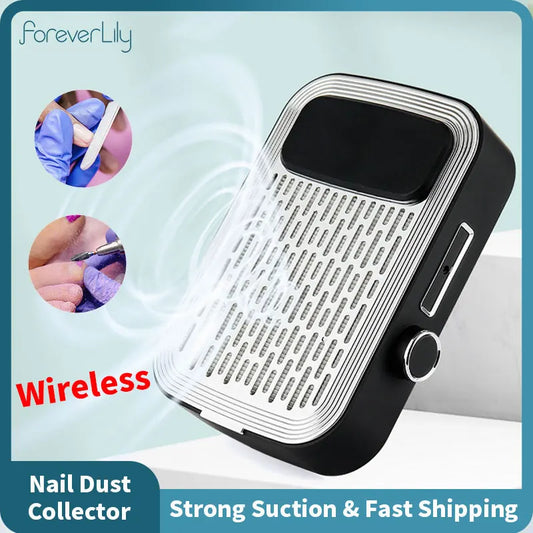 Rechargeable Nail Dust Collector with Filter - Low Noise Nail Vacuum Extractor for Acrylic Gel Polishing - Dust Cleaner