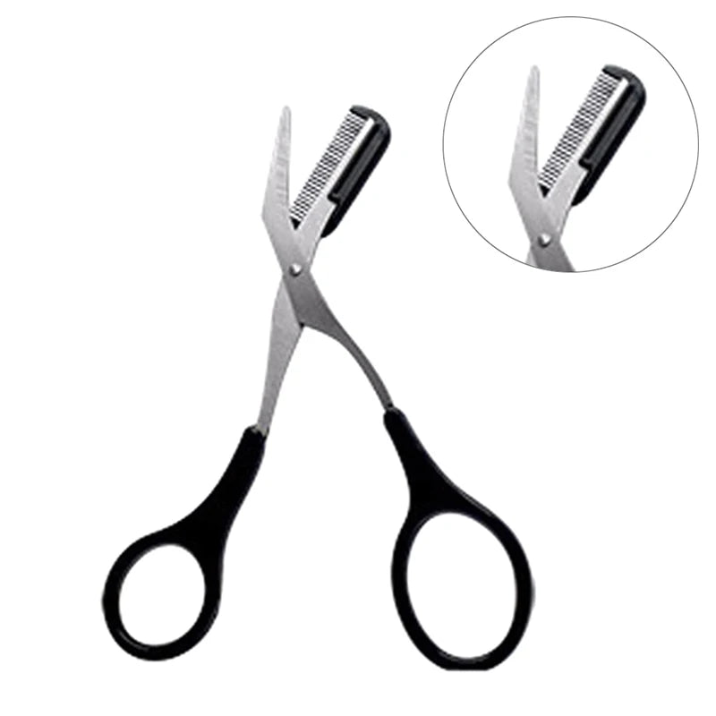 Eyebrow Trimmer Scissor with Comb - Stainless Steel Face Razor Makeup Beauty Tool for Male and Female