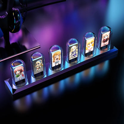 RGB Nixie Tube Clock – LED Glows with IPS Color Screen, DIY Analog Digital Tube Night Light for Gaming Desktop and Home Decoration, Perfect Gift Idea