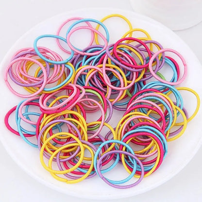 250/300Pcs Girls Colorful Hair Bands Set: Nylon Elastic Rubber Ponytail Holder Scrunchies for Children - Kids Hair Accessories