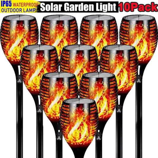 Solar Flame Torch Lights: Flickering Waterproof Outdoor Garden Decoration - Lawn Path Yard Patio Floor Lamps in 1/2/4/6/8/10Pcs