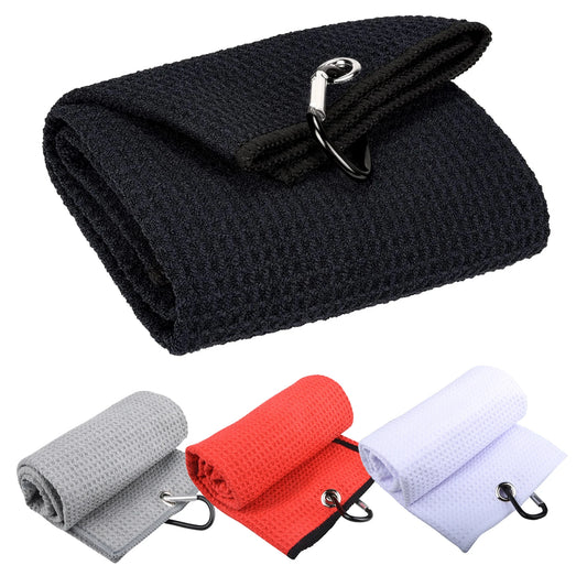 40x60cm Golf Towel with Hook: Microfiber Fabric in 5 Colors - Essential Golf Accessories for Enthusiasts, Duty Clip Carabiner Included