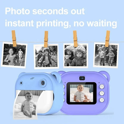 Children's Instant Print Digital Camera - Thermal Photo Printing Video Toy with 32GB Memory Card