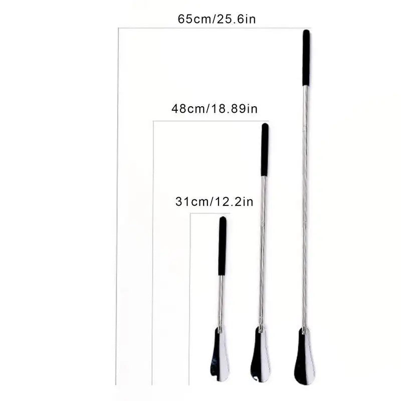 Stainless Steel Retractable Shoehorn: Durable Long Handle Shoe Accessory - Convenient Shoe Lifter Spoon