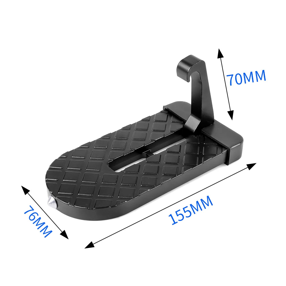 Universal Foldable Car Roof Rack Step: Multifunction Latch Hook Foot Pedal - Aluminium Alloy Safety Hammer, Car Door Step Accessory