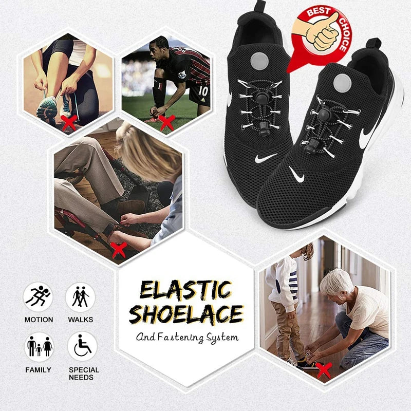 Effortless Style: 1Pair Elastic No Tie Shoe Laces - Stretching Lock Lazy Laces for Sneakers - Quick Rubber Round Shoestrings for Convenient Wear