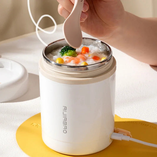 600ML USB Electric Heating Lunch Box - Portable Food Warmer Container, Stainless Steel, Suitable for Milk, Drinks and Food, 5V/12V/24V