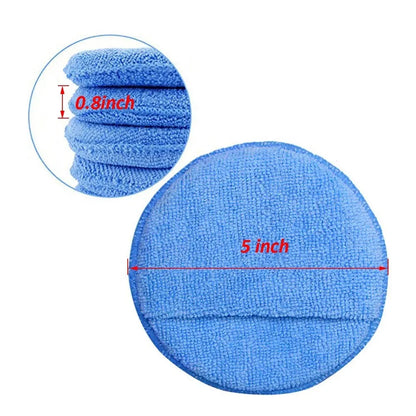 10 Pcs Microfiber Terry Cloth Waxing Sponges: Round Cake Car Polishers with Pocket - Plated Crystal Sponge Blocks