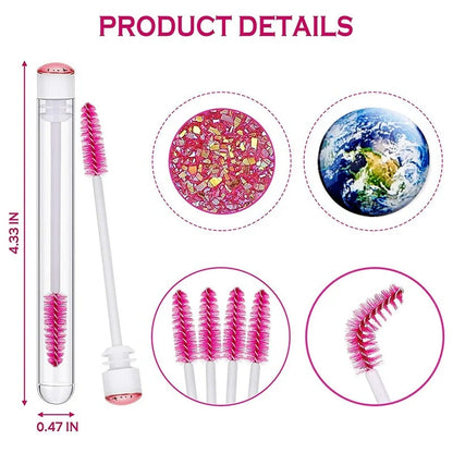 50Pcs Disposable Mascara Wands Tube: Eyelash Brush with Reusable Lash Spoolies - Dust-proof Cleaner Storage Tubes