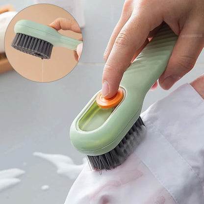 1/2 Piece Automatic Liquid Discharge Shoes Brush - Multifunction Press-Out Cleaner with Soft Bristles, Clothes Brush Cleaning Tool