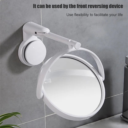 Folding Arm Extendable Wall Mirror: Swivel Bathroom Mirror without Drill, Double-Sided Cosmetic Makeup Mirror with Suction Arm