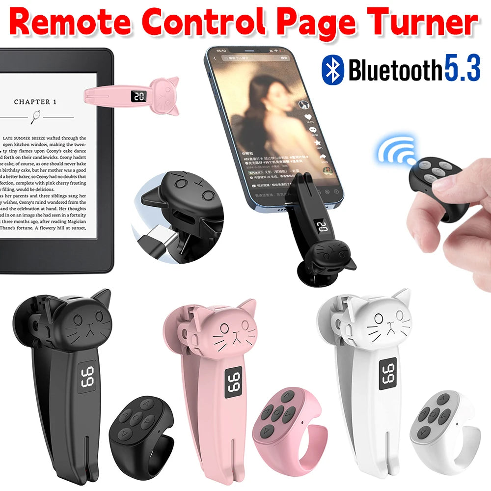 Bluetooth 5.3 Remote Control Page Turner - Camera Shutter Auto Clicker & Phone Screen Tapper Device for Kindle Paperwhite