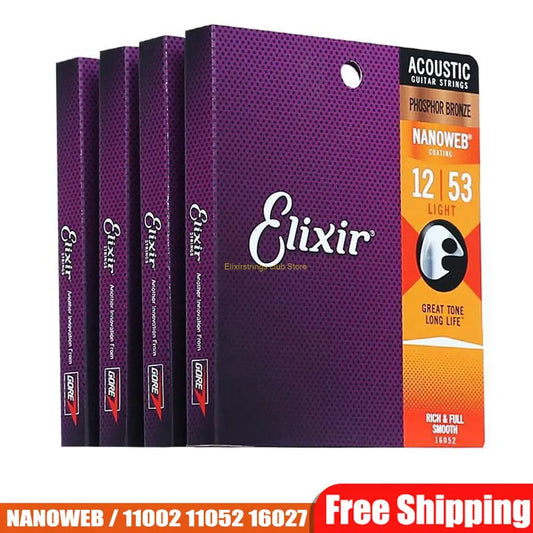 Elixir Acoustic Guitar Strings - 80/20 Bronze Nickel for Electric Play, Ideal for Popular Music and Rock (11002, 16052, 16027, 11-52)