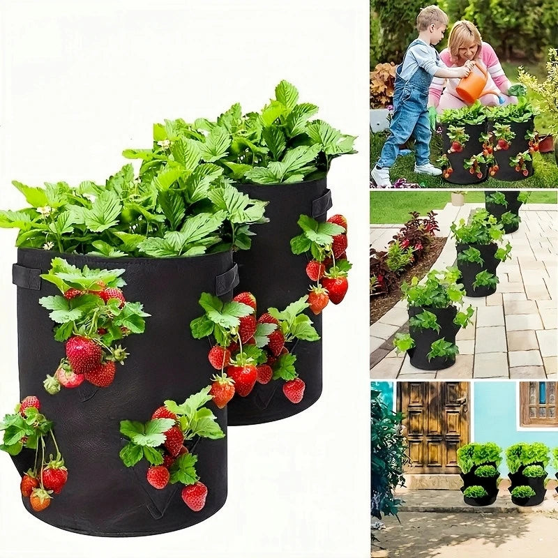 Spring Strawberry Growing Bag - Vegetable Planting Pot 5/7/10 Gal - Multi-Mouth Grow Bag for Garden and Terrace