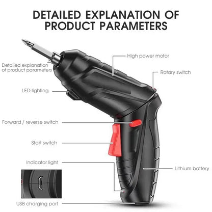 16pcs Cordless Electric Screwdriver - Rechargeable Lithium Battery Mini Drill, 3.6V Power Tools Set for Household Maintenance Repair