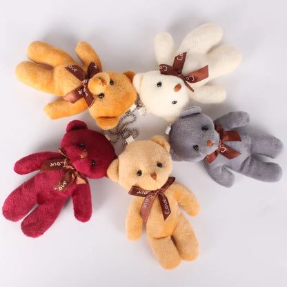 50pcs Mini Bear Plush Keychains - Stuffed Toy Lot, Doll Bag Pendants, Ideal for Wedding Decorations and Kids Birthday Party Gifts