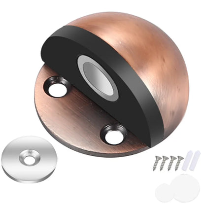 Stainless Steel Magnetic Door Stopper - Punch-Free Anti-Collision Rubber Semi-Circle with Magnetic Suction