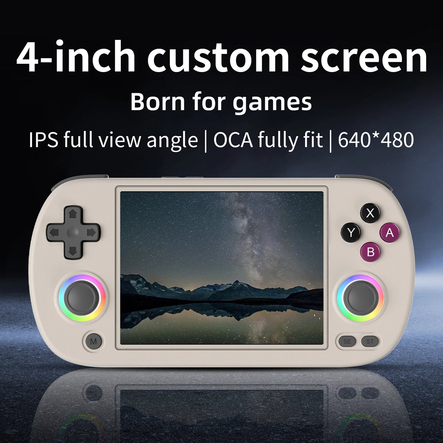 ANBERNIC RG40XX H Handheld Game Console - 4.0" 640x480 IPS Screen, 3200mAh, 64-Bit System with RGB Light, Preloaded with 5000+ Games