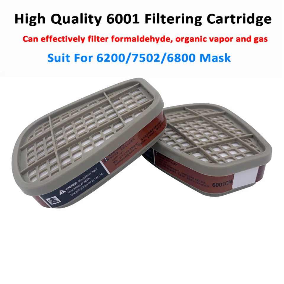 6001/6002/6004 Cartridge Box with 5N11 Cotton Filters - Compatible with 3M 6200/7502/6800 Dust and Gas Masks for Painting and Spraying