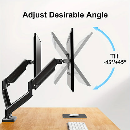 Adjustable Gas Spring Dual Monitor Stand for 13-32 inch Screens - Full Motion Dual Monitor Mount Arm