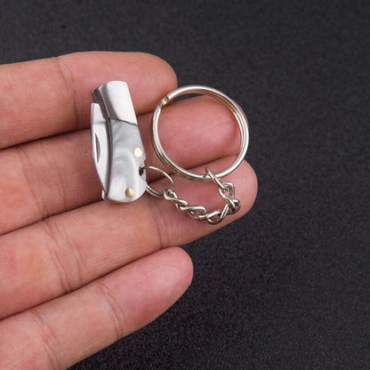 New Mini Fold Knife Keychain - Portable Acrylic Small Blade Pendant, Cute Outdoor Hanging Camping Keyring