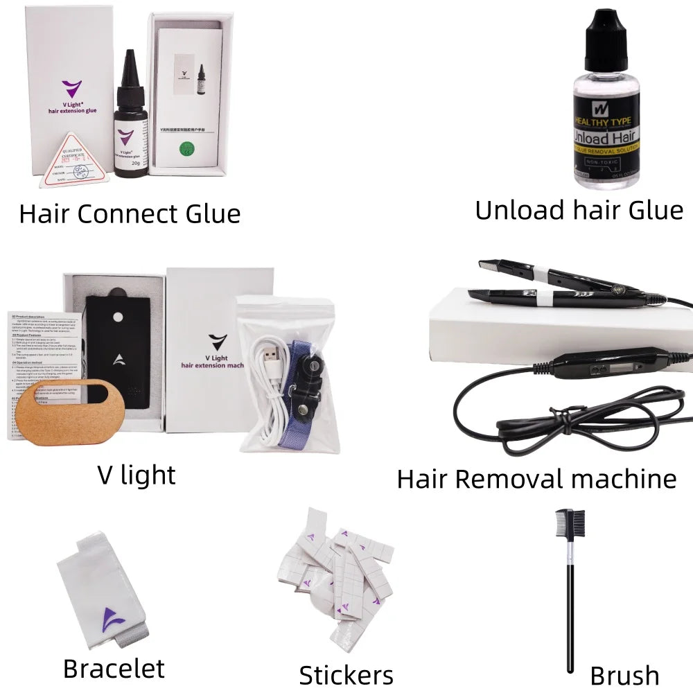 New V Light Technology Hair Extension Wig Hair Piece - Real Hair Fast Grafting Tool and Traceless Tape Extension Tool