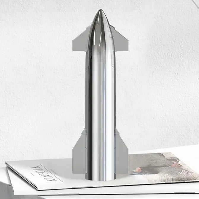 SpaceX Starship Rocket Model - Metallic Texture Falcon Heavy and Dragon Spacecraft Toy, NASA-Themed Desktop Ornament