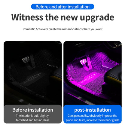 LED Car Interior Ambient Foot Strip Light Kit - Remote & App Controlled RGB Decorative Lamp - Enhance Your Car's Ambiance with Music Sync