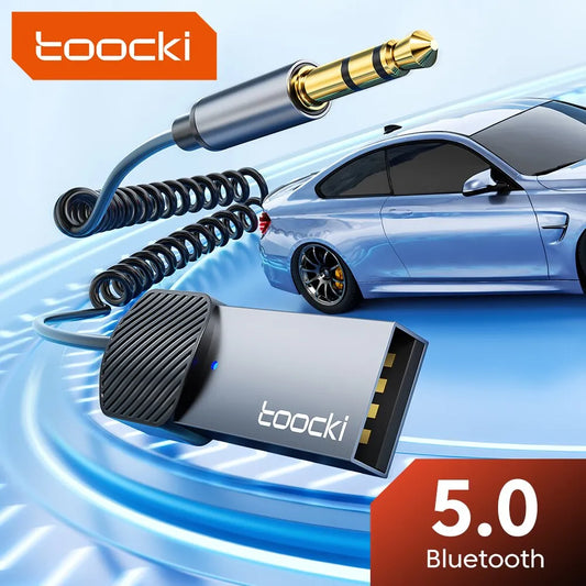 Toocki AUX Bluetooth Car Adapter Dongle: Bluetooth Receiver 5 USB to 3.5mm Jack Speaker Audio Music Receiver for Car Tablets