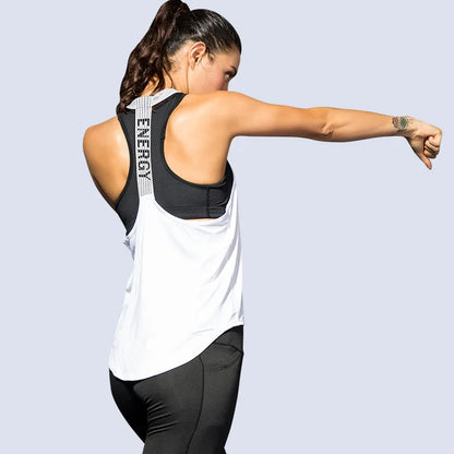 Black Sleeveless Yoga Top: Women's Gym Vest Fitness Shirt - Letter Backless Design for Running, Workout, and Sports