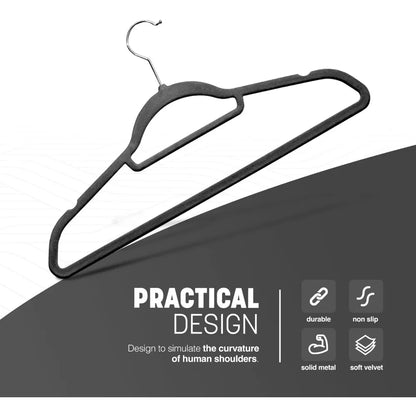 Velvet Hangers 20 Pack - Non-Slip Clothes Hangers with Tie Bar and 360° Hook, Space-Saving Wardrobe Organizers