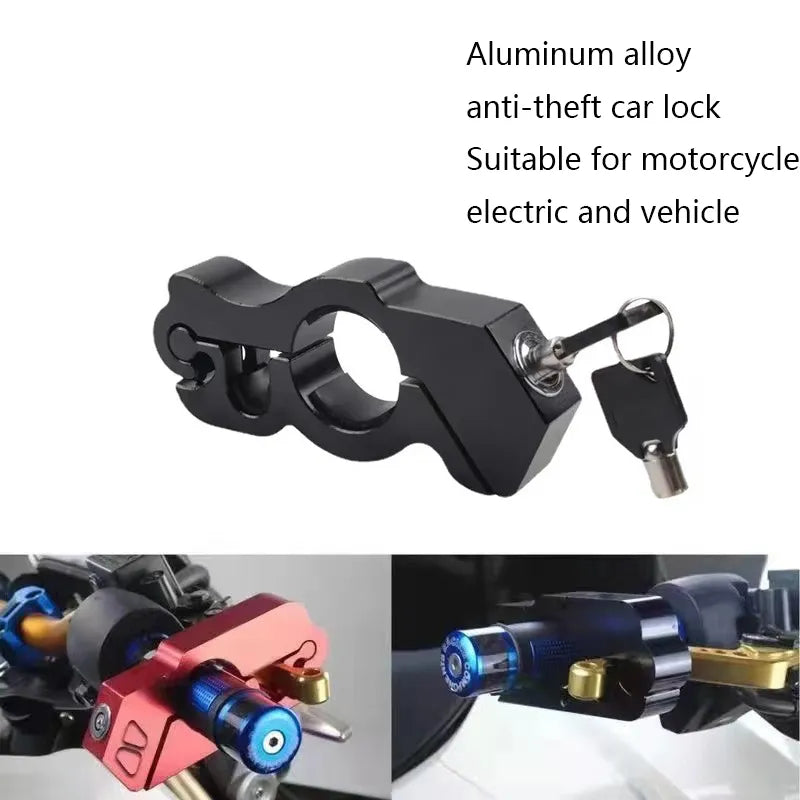 Motorcycle Handlebar Lock: Anti-Theft Aluminum Alloy Lock for Motorcycle Electric Vehicle - Solid Imitating Steel Design