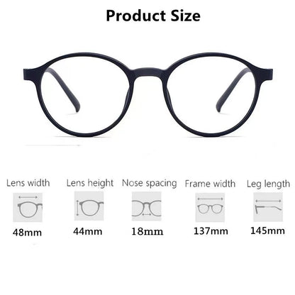 Ultralight Titanium Alloy TR90 Reading Glasses – Retro Round Design, Anti-Blue Light Presbyopia Glasses for Men & Women, Available in +0, +100, +150, +250