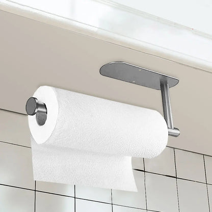 Stainless Steel Adhesive Toilet Paper Towel Holder: No-Punch Wall Mount Rack for Kitchen & Bathroom Tissue Dispensing - Convenient Hanger